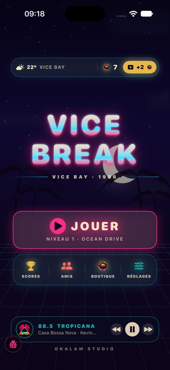 Vice Break — menu principal