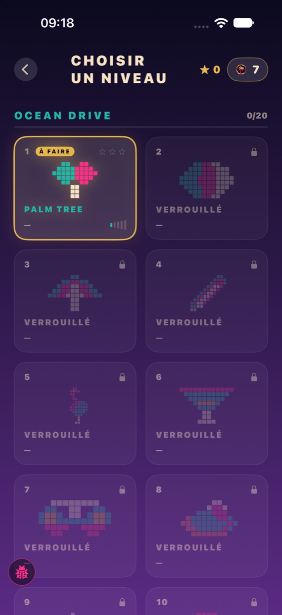 Vice Break — choix du niveau